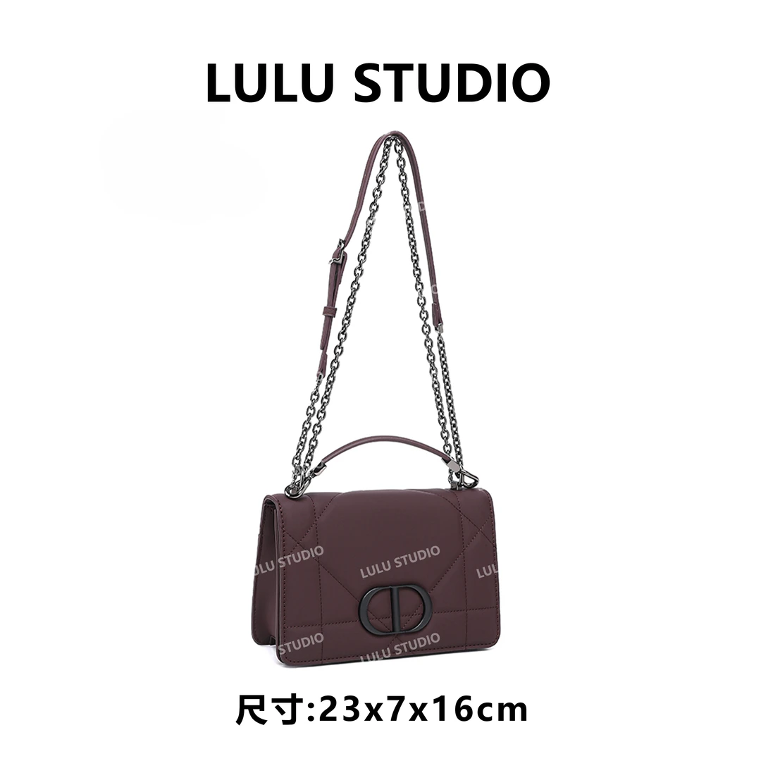 【LULU】QYX-9982-酒红色RAIN.CUN气质时尚百搭简约斜跨轻奢女包
