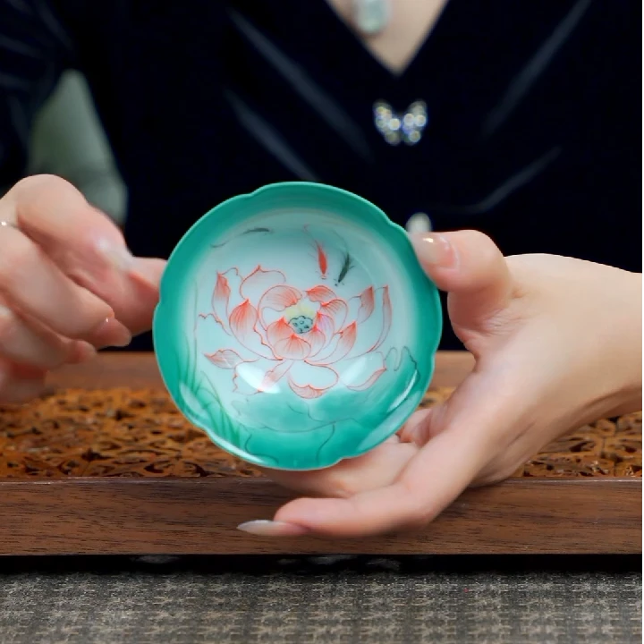 荷塘春色大花口杯-绿色GD0012