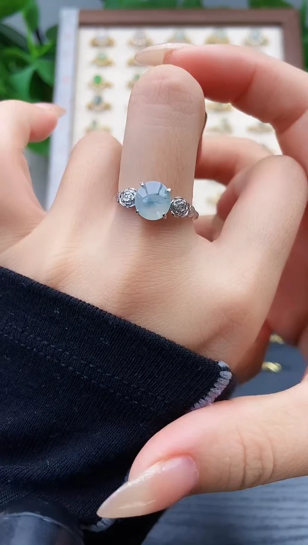 银S925镶嵌戒指翡翠12