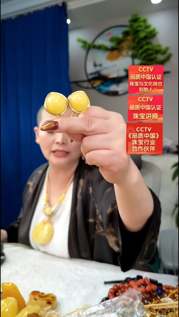 【闪购商品】琥珀耳饰银S925镶嵌耳环