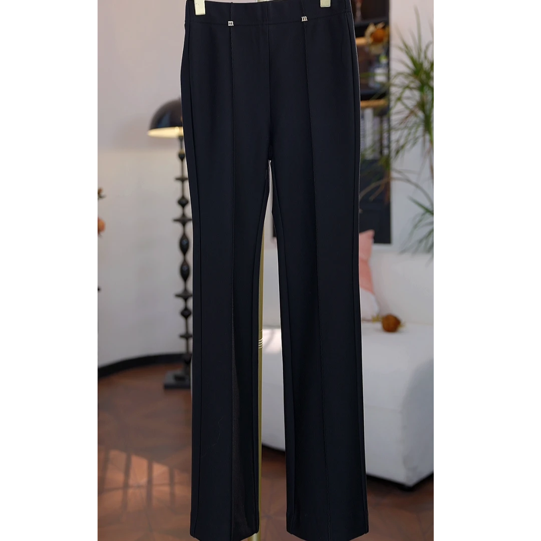 【蜜客原创】时尚休闲百搭高腰显瘦直筒黑色女款牛仔裤2501K000234