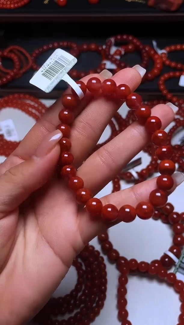 手串未镶嵌南红玛瑙8mm瓦西玫锦红单圈N50