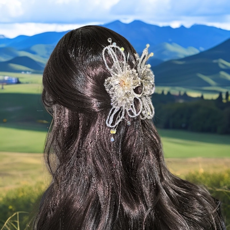 莫奈木槿花白月光系列抓夹小众设计气质高级感优雅气质款