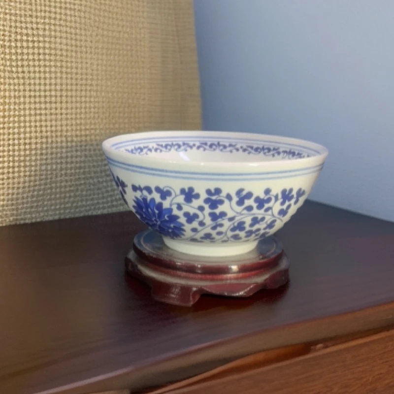 景德镇陶瓷青花釉下缠枝莲6寸面碗