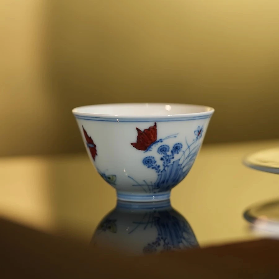 ［無名］柴窑烧制 复刻成化斗彩三秋杯 纯仿古