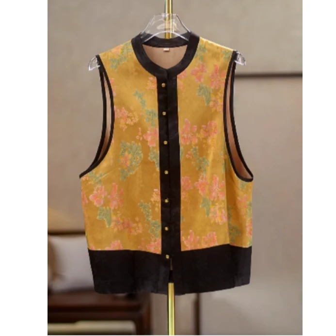 【100人丝香云纱】轻奢气质2025春夏秋新中式国风马甲A23811