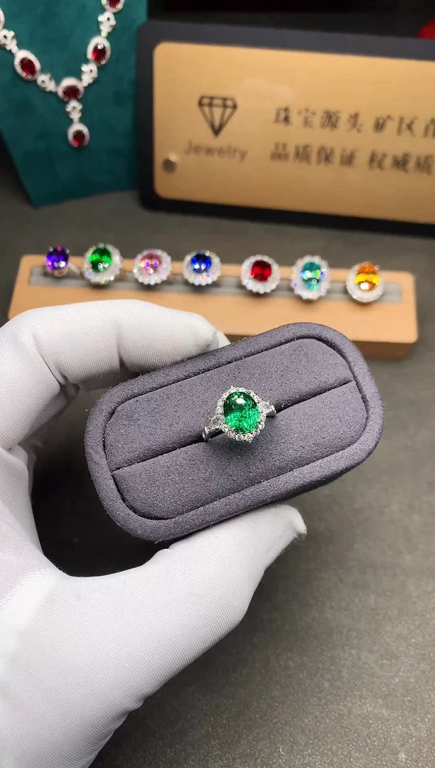 银S925镶嵌戒指绿色碧玺....