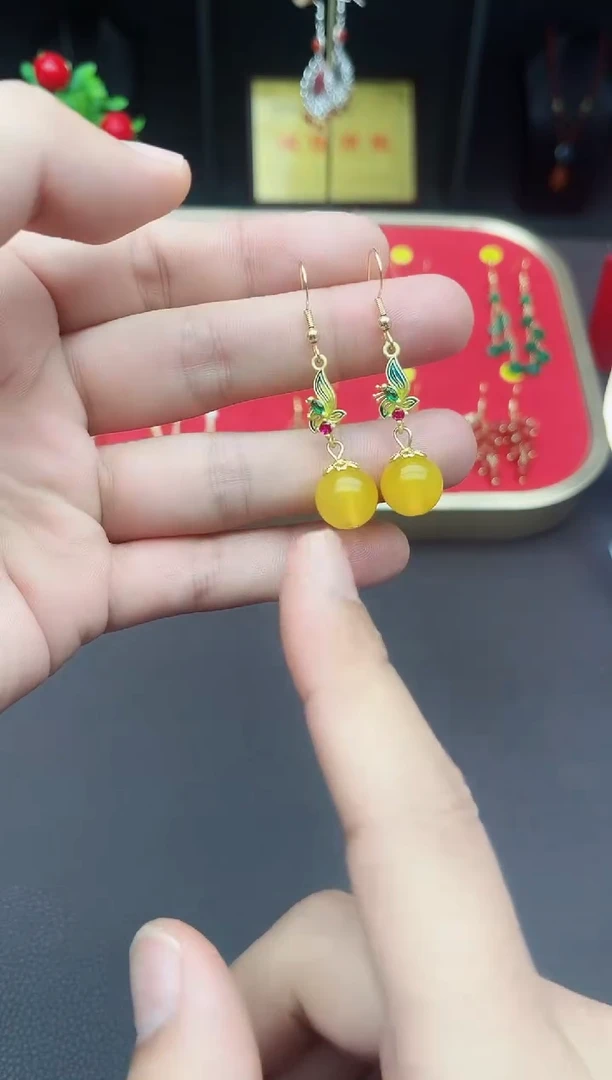 【闪购商品】玛瑙/玉髓耳钉银S925镶嵌318000