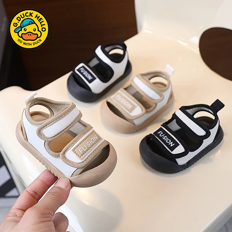 小黄鸭夏季包头防踢凉鞋男宝软底防滑沙滩鞋女婴儿洋气休闲学步鞋