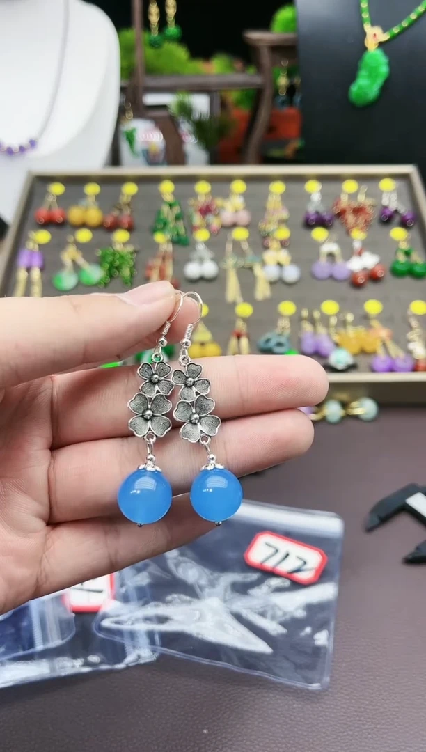 【闪购商品】玛瑙/玉髓耳钉银S925镶嵌712000