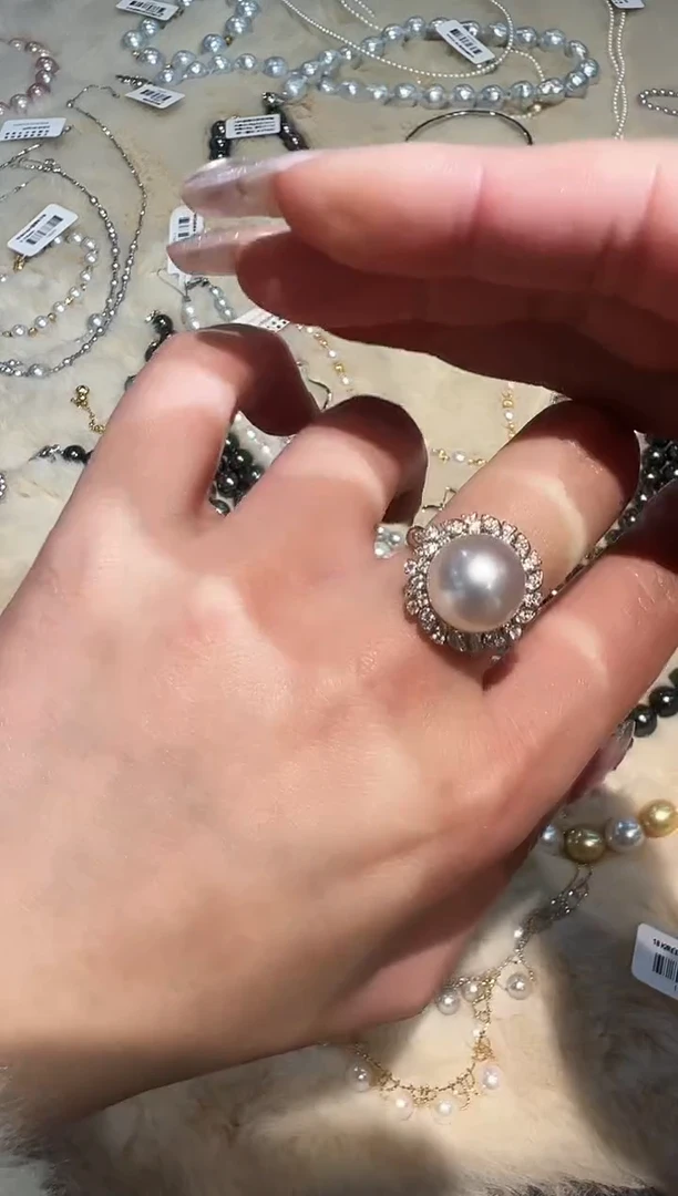 【闪购商品】海水珍珠戒指18K金镶嵌澳白戒指zzxm