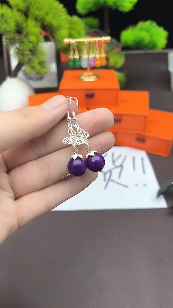 【闪购商品】玛瑙/玉髓耳钉银S925镶嵌414000