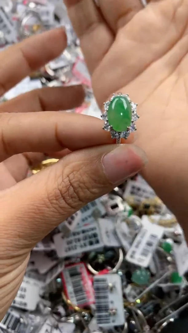 银S925镶嵌戒指翡翠13    7