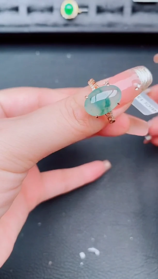 翡翠戒指银S925镶嵌天然a货翡翠179