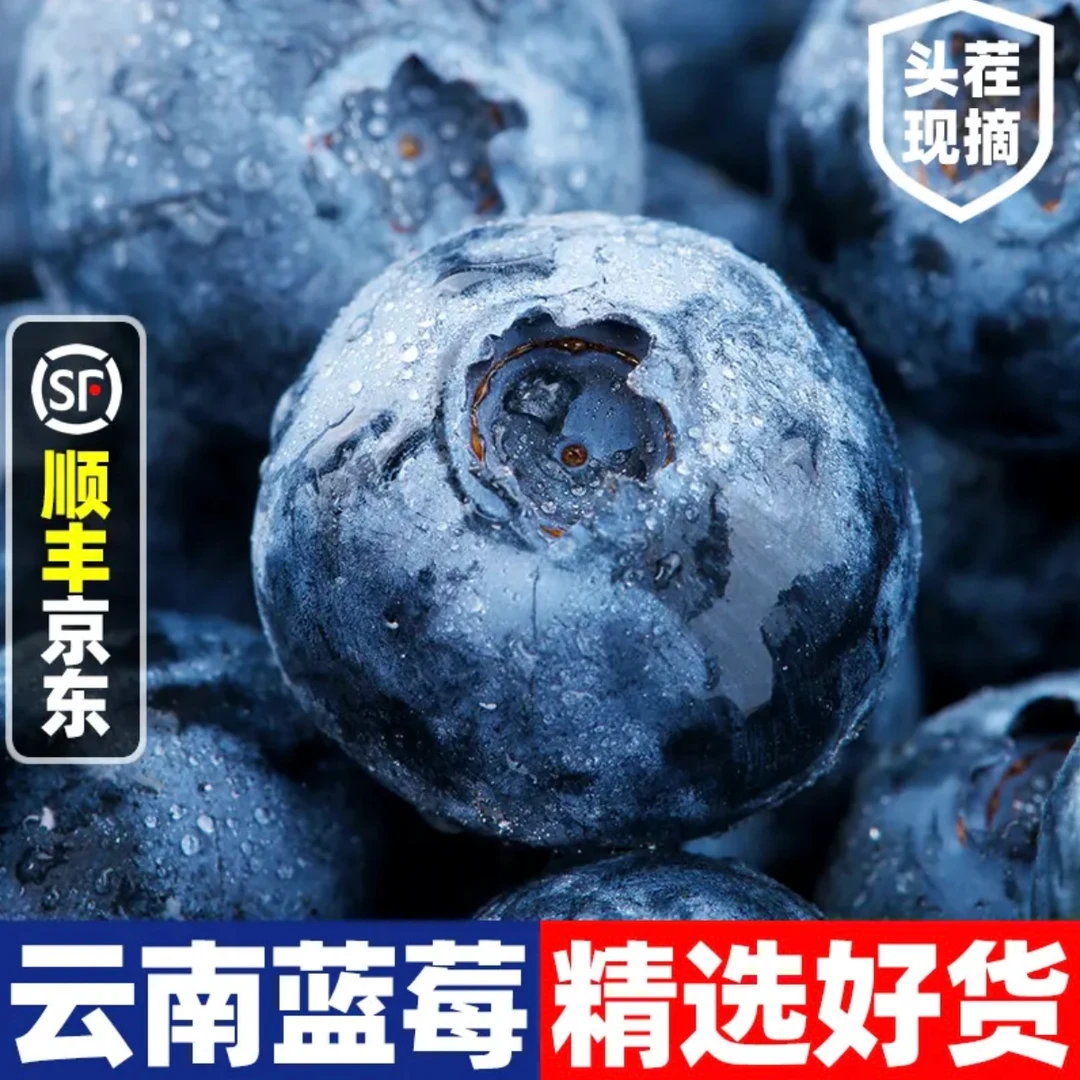 【基地直采买3盒送3盒】云南蓝莓18mm➕鲜果当季蓝莓整箱包邮顺丰100g/6盒云南蓝莓云南省红河哈尼族彝族自治州