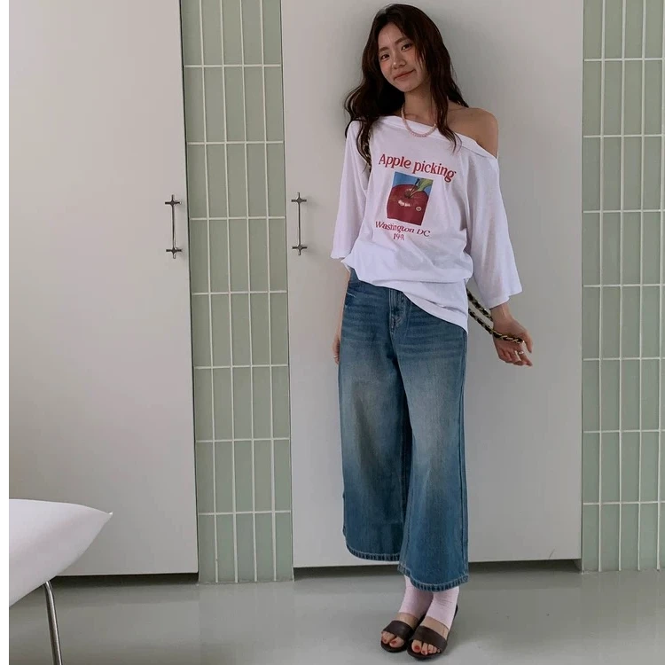 LILUSHOP【5.31 10:00新品】帅气立挺有型阔腿牛仔裤直筒8分裤