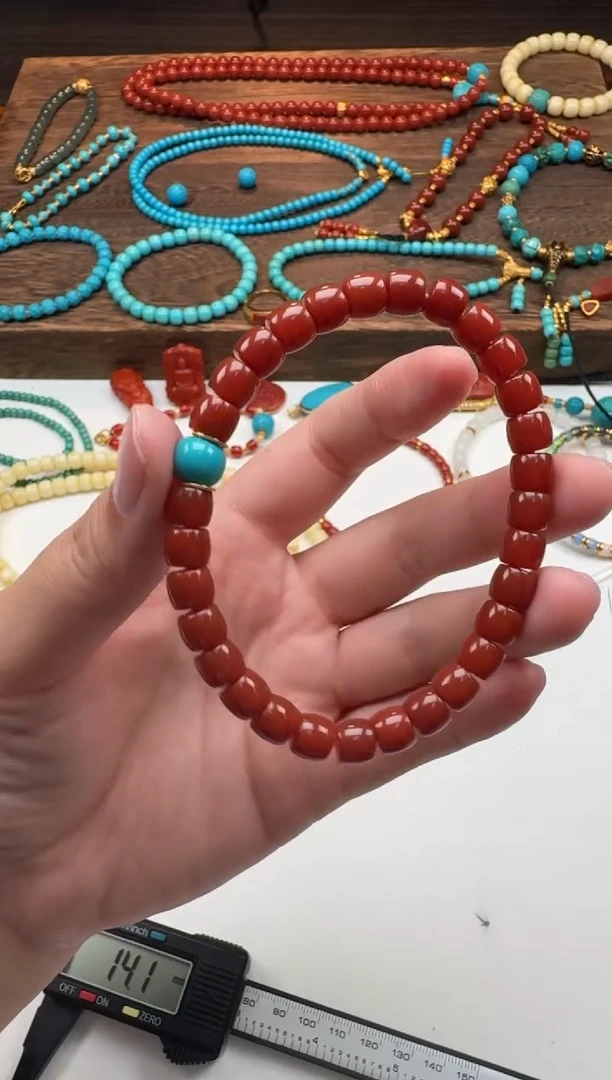 18K金镶嵌手串手串南红玛瑙张**～手串手串