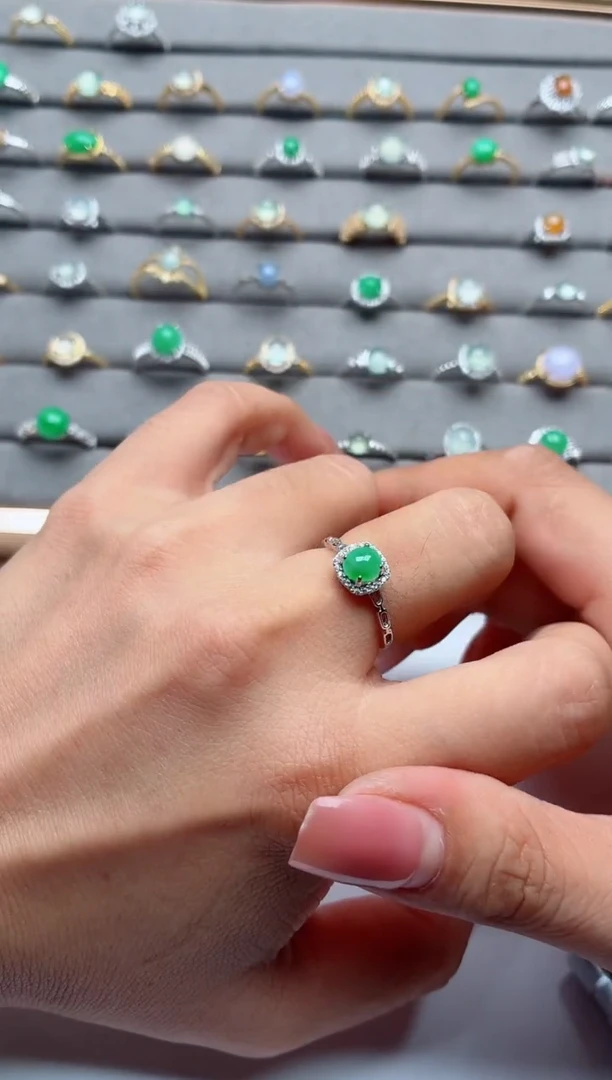 银S925镶嵌戒指翡翠.