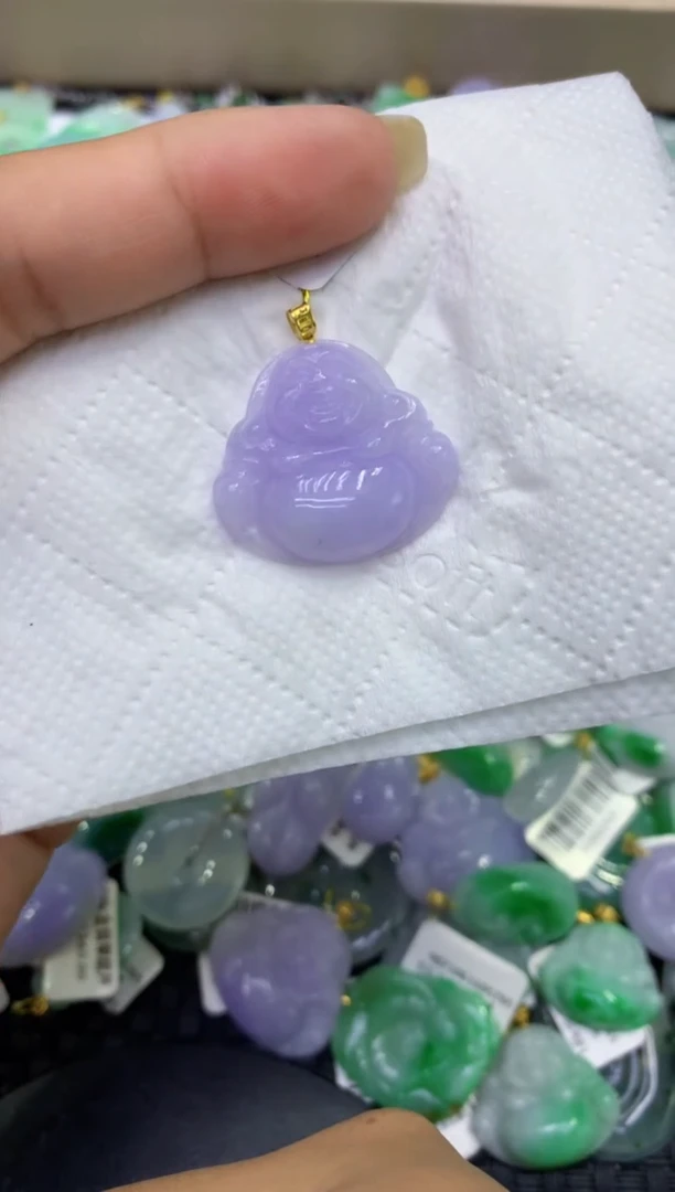 颈饰18K金镶嵌翡翠天然缅甸A货翡翠