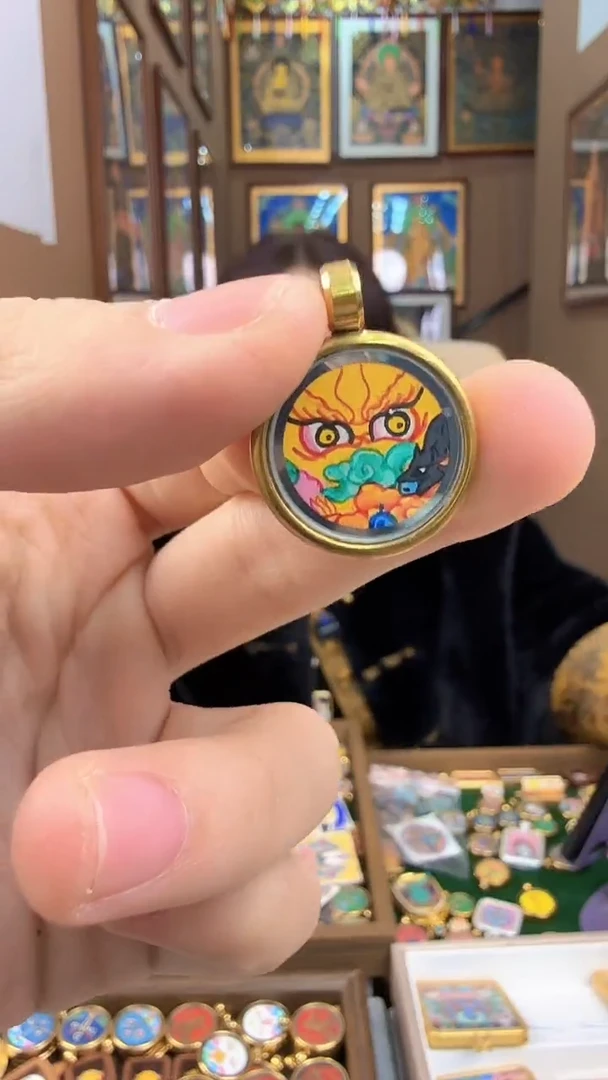 吊坠黄财神-热贡纯手绘唐卡