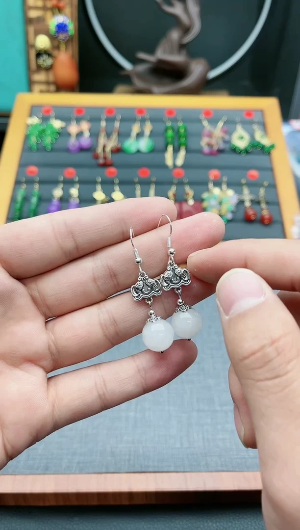 【闪购商品】玛瑙/玉髓耳钉银S925镶嵌435000