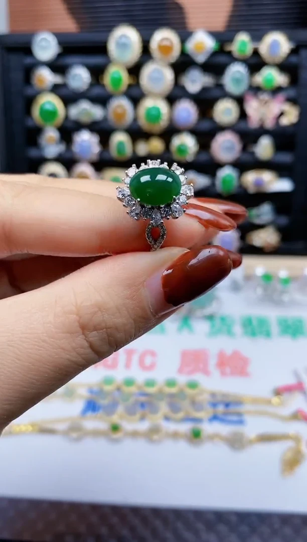 银S925镶嵌戒指翡翠319