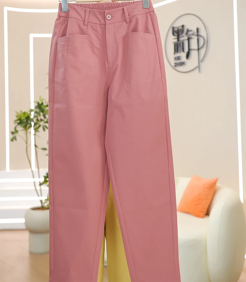 【超汰棉】夏季宽松高腰弹力休闲时尚百搭显瘦休闲九分镰刀裤-2519