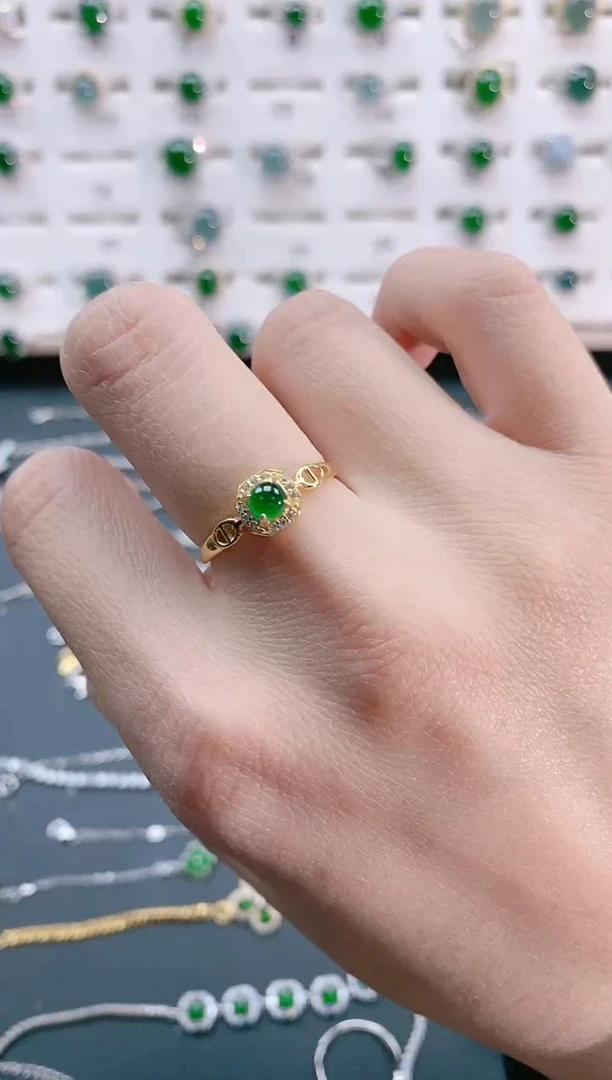 【闪购商品】翡翠戒指银S925镶嵌天然翡翠