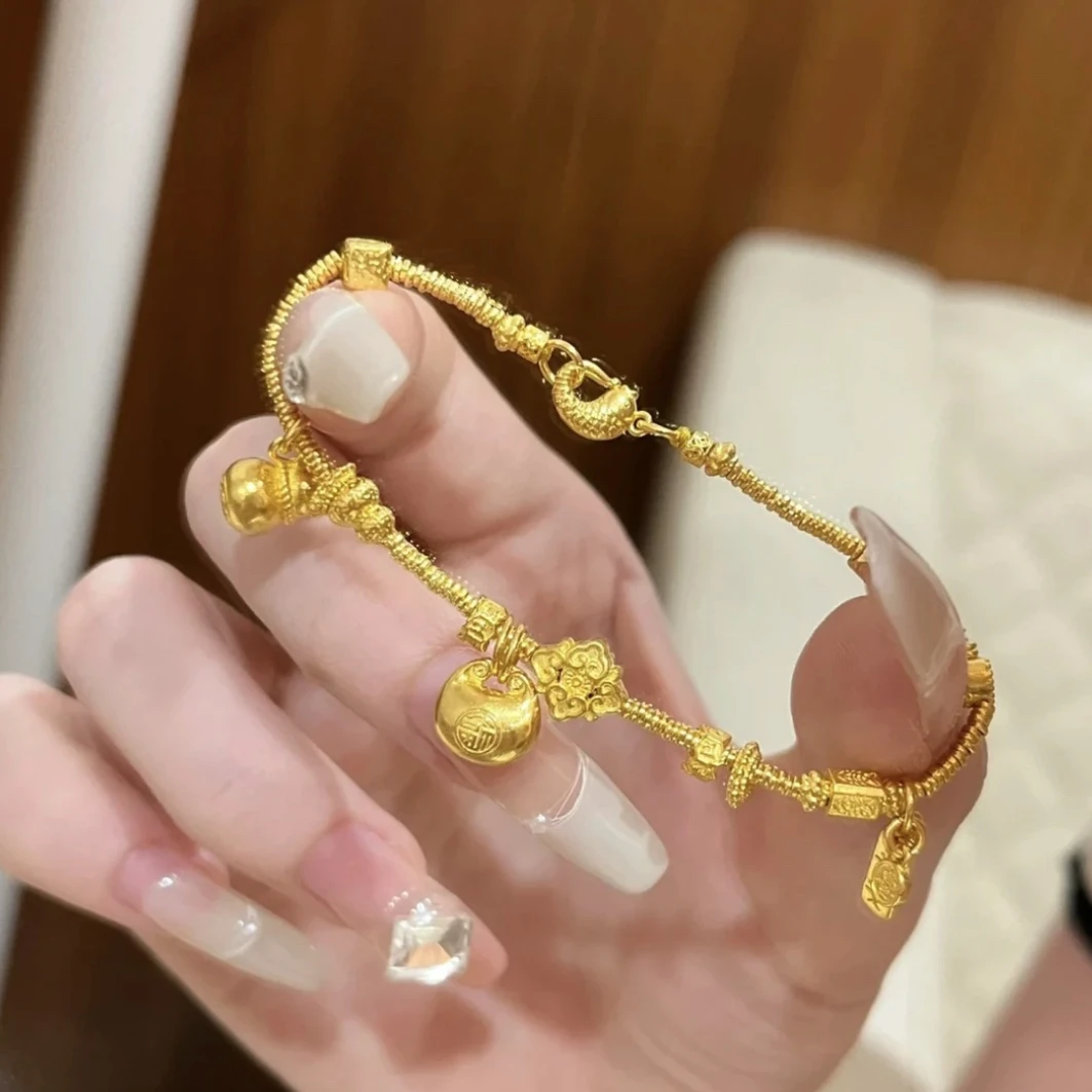 铜合金手链 新中式小胖福葫芦盘缠手链时尚百搭民族风手串轻奢