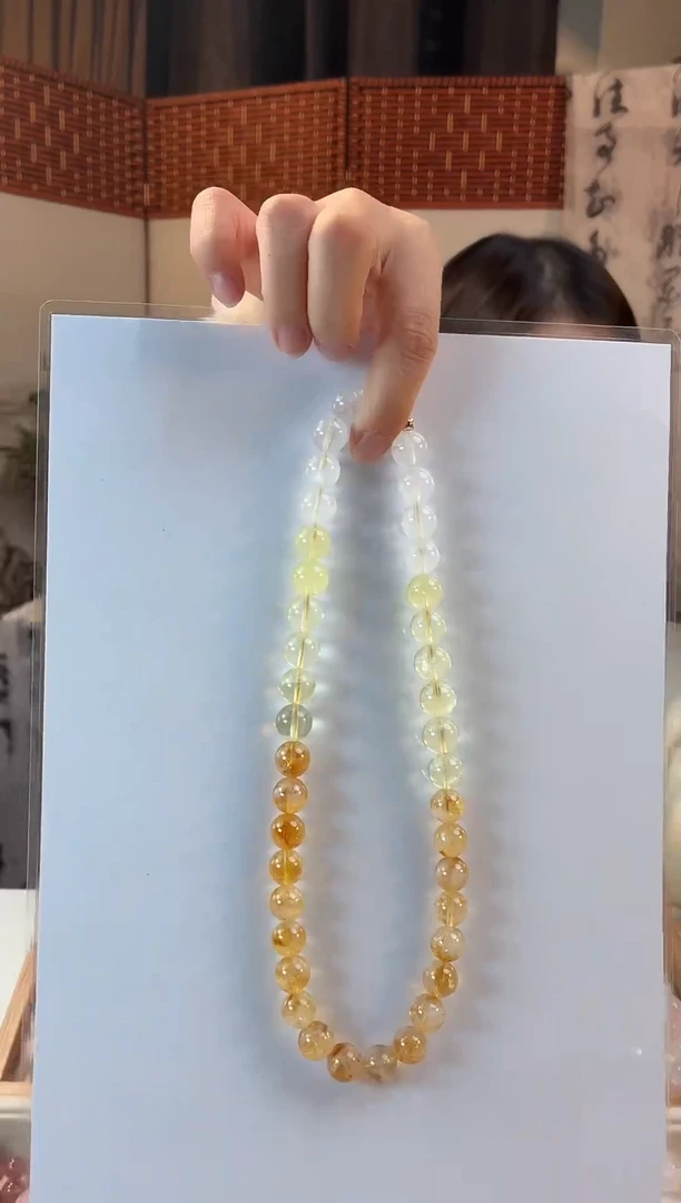 颈饰未镶嵌水晶天然水晶渐变黄水晶项链