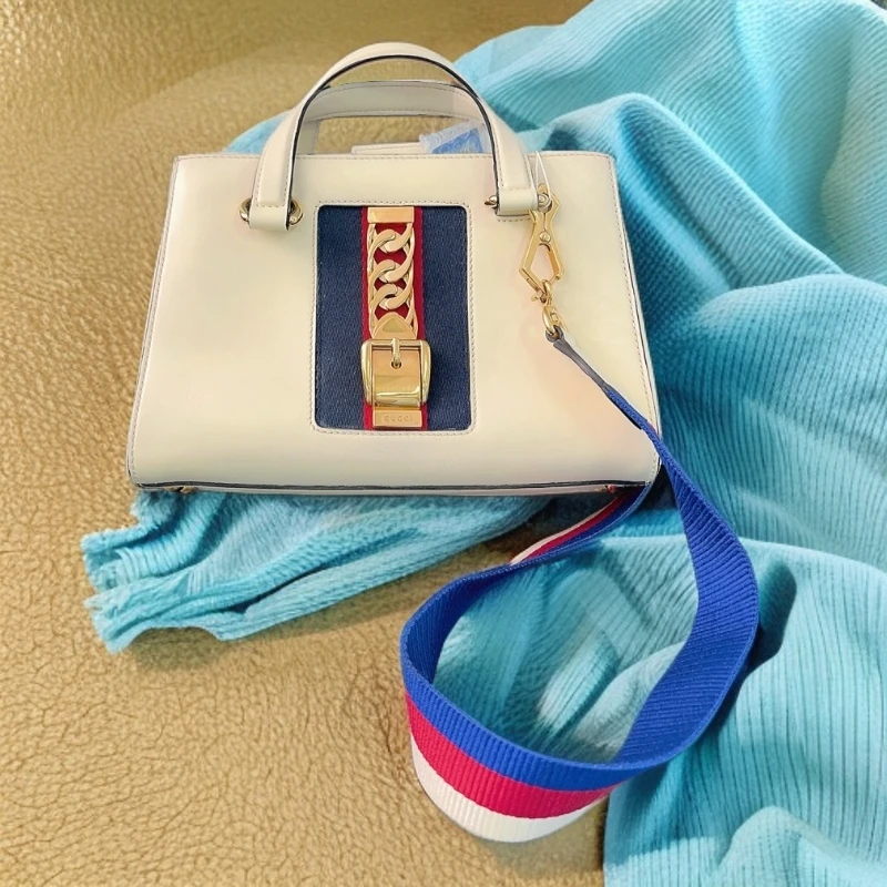 95新 GUCCI/古驰 白色塞尔维亚手提斜挎包 1701 2703