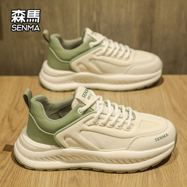 SENMA/森马冬季男鞋轻奢高档厚底潮鞋男士皮面防水防滑运动休闲鞋