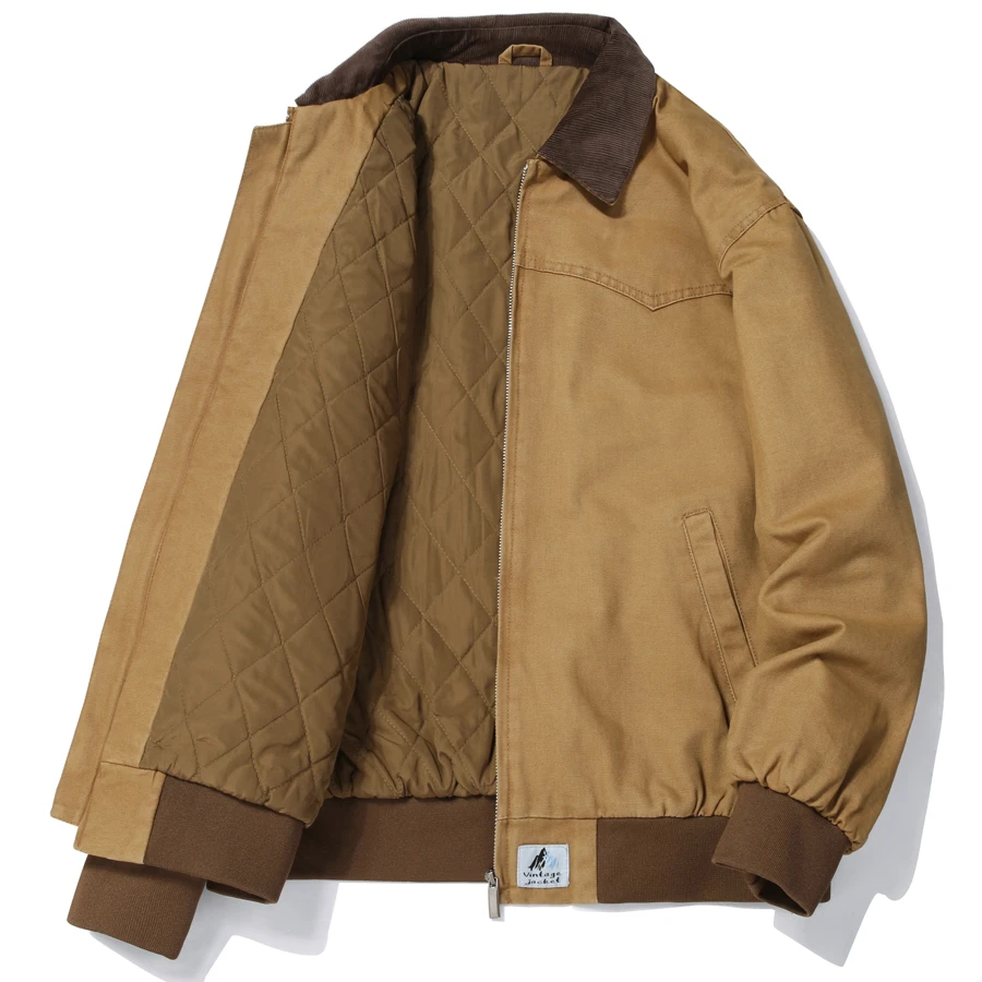 吉伦略索棉衣外套男秋冬款美式复古工装夹克休闲宽松翻领潮牌棉服