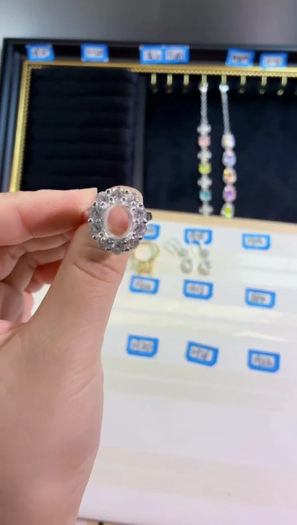 锆石铜合金6号 8*10蛋形 冰花空托 镀990