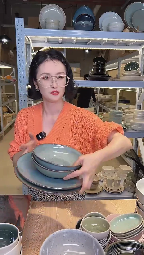 瓷49外贸尾货高温釉下彩陶瓷餐具默认微瑕