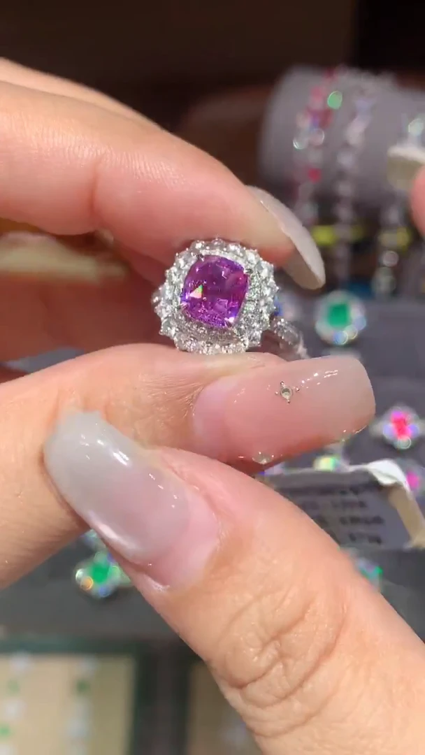 戒指彩色蓝宝石铂Pt950镶嵌2.53ct