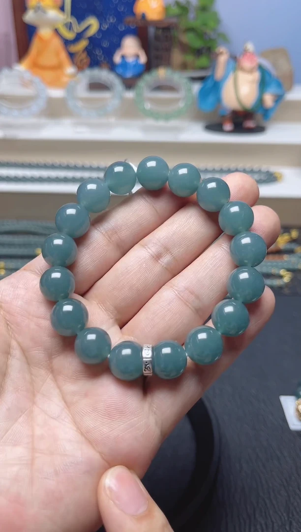 未镶嵌手串翡翠天然危地马拉翡翠A货手串卡12+