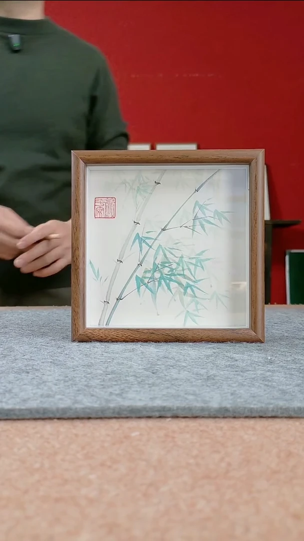 国画纯手写纯手绘-带框17*17