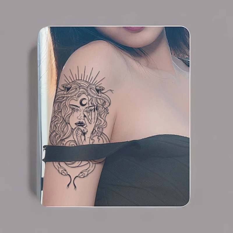 持久草本纹身贴纸暗黑系花臂果汁女男半永久显色不反光洗不掉防水