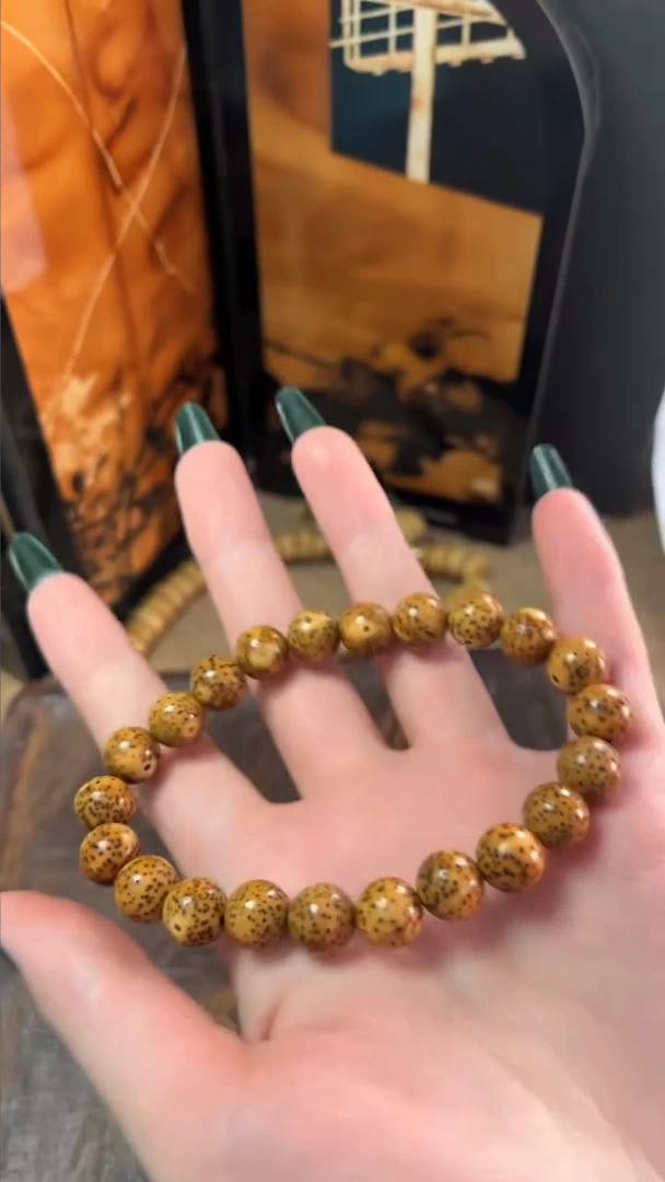 手串星月菩提精工级粉皮浅珀圆珠手串