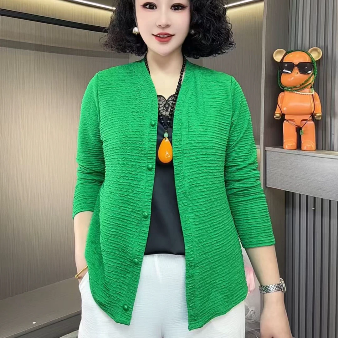 时尚新款春净版百褶开衫外套女士显瘦外套
