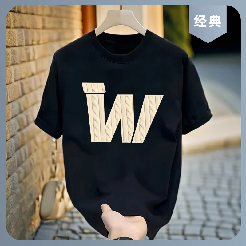 街头印花男士T恤夏季潮牌爆款2025新款男士宽松百搭休闲圆领T恤衫