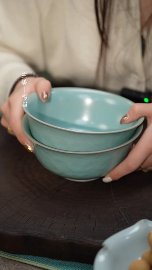 【闪购商品】汝瓷龙碗2只-微瑕简包-眉