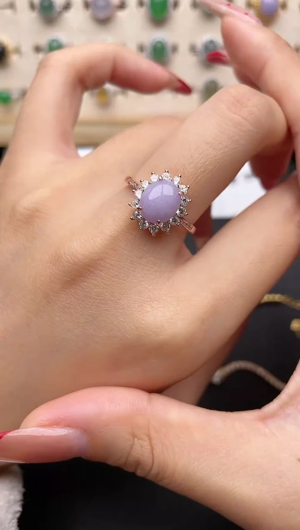 【闪购商品】翡翠戒指银S925镶嵌一物一证一礼盒