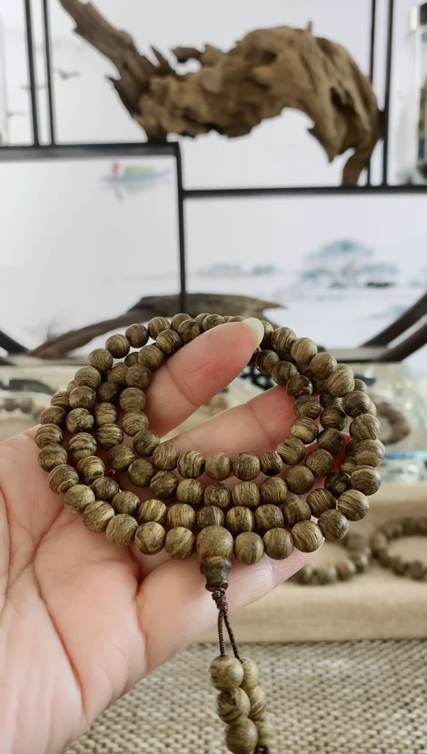 沉香手串文莱粗纹老料7X108MM多圈