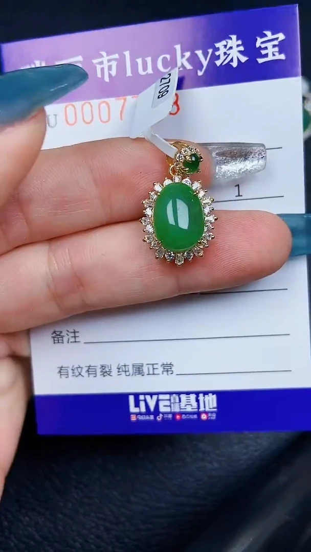 颈饰银S925镶嵌翡翠7748