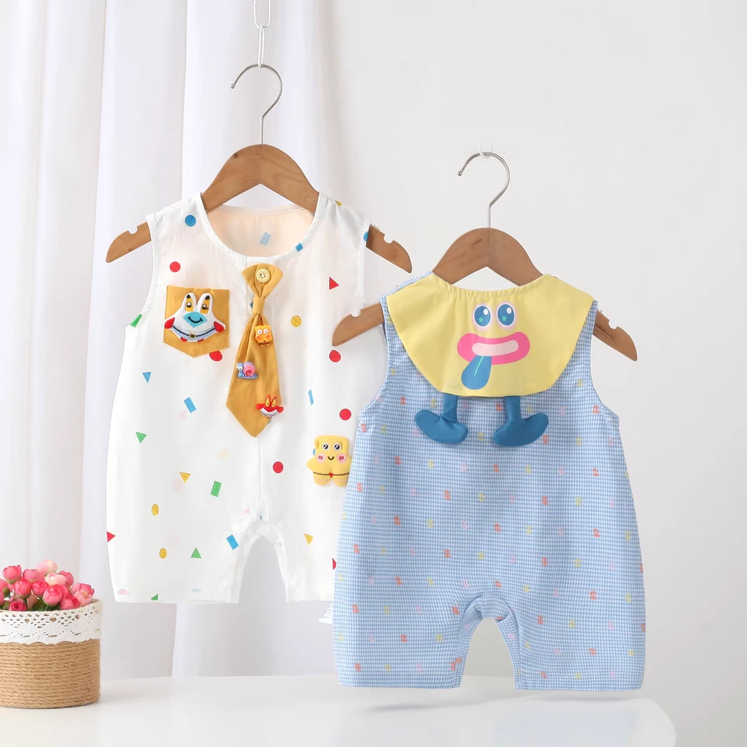 海绵宝宝无袖男宝可爱连体哈衣