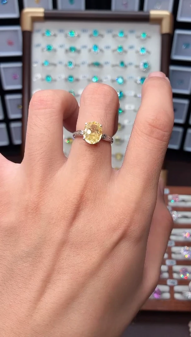 戒指彩色蓝宝石银S925镶嵌111