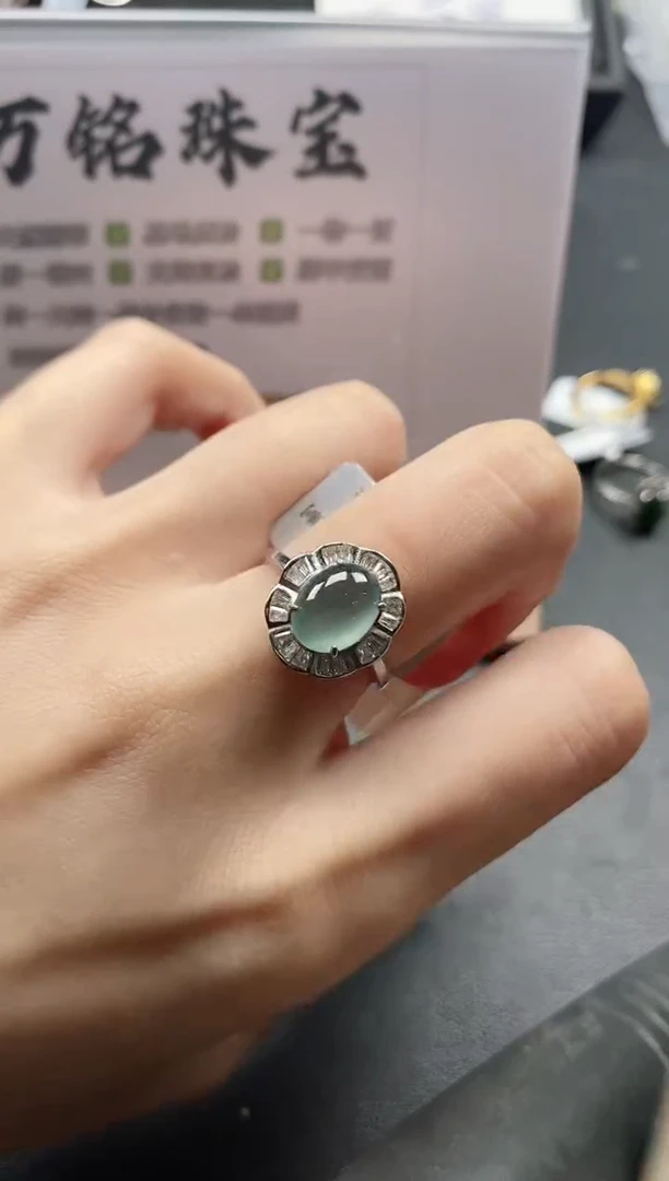 银S925镶嵌戒指翡翠51511