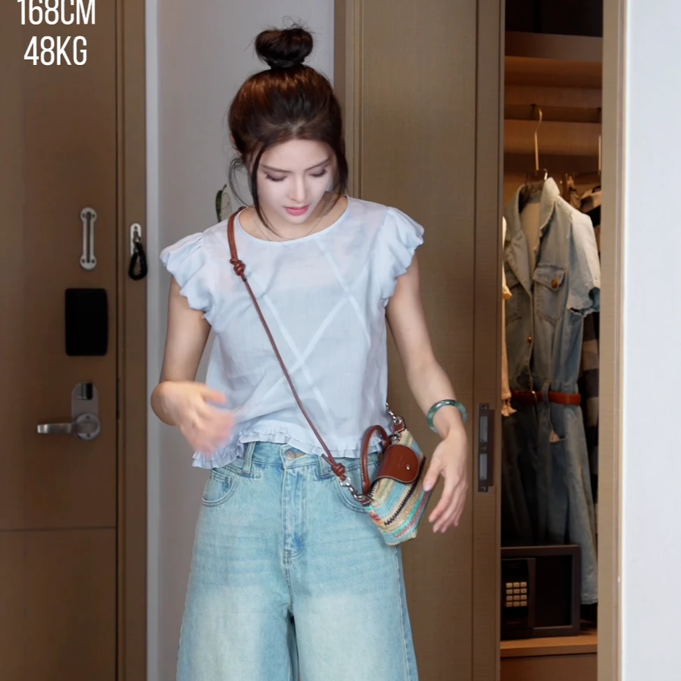 【张元一专属】苎麻时尚衬衫百搭不挑人蓝色显气质显贵气T25X9109Y